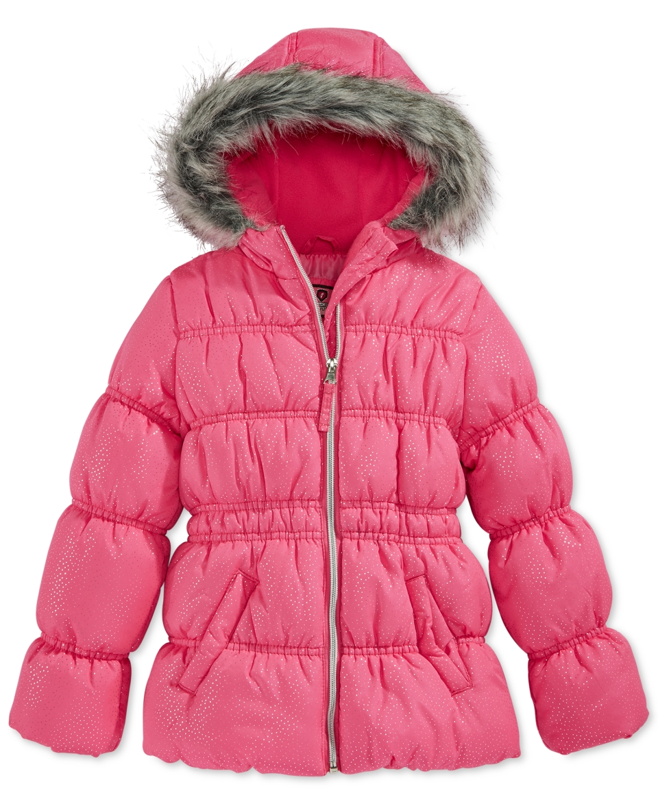 Protection System Little Girls Puffer Coat with Faux Fur Trim   Coats