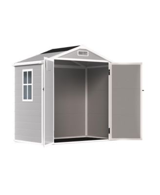 6' x 4.4' Resin Weather Resistant Outdoor Storage Shed with Floor for Garden, Backyard, Pool Tool, Light Grey