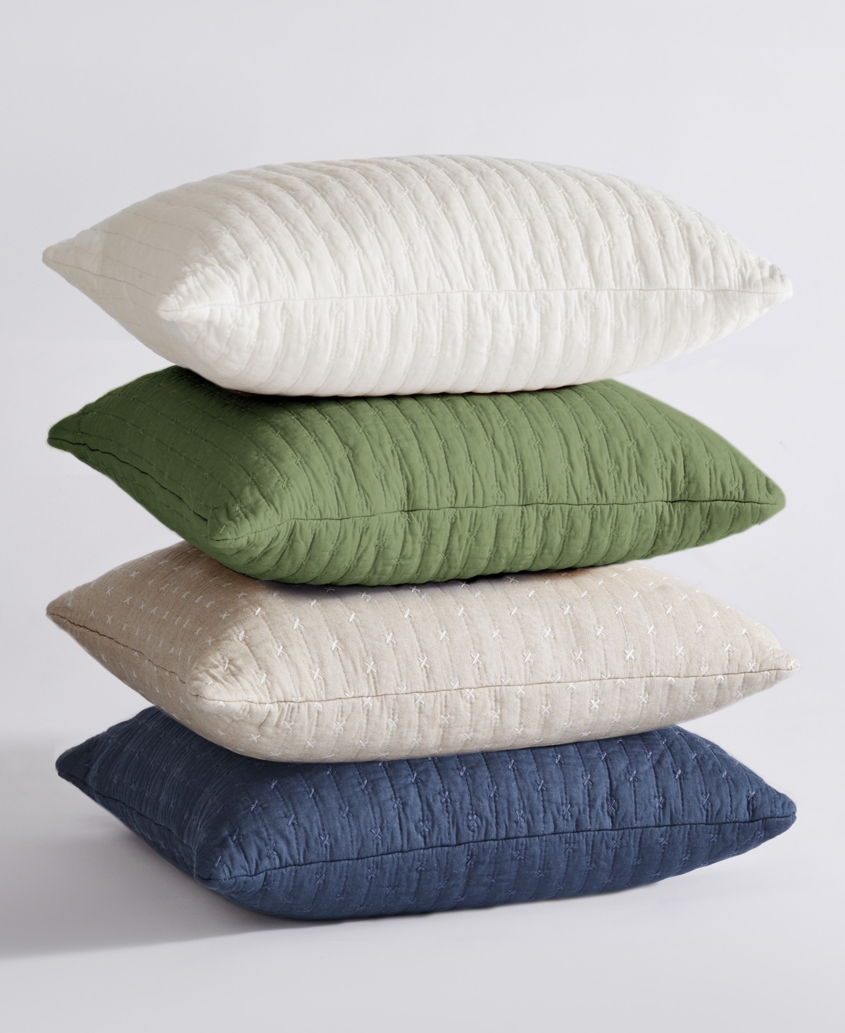 Levtex Cross Stitch Quilted Decorative Pillow, 18" X 18" In Forest Green
