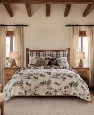 Lodge Toile Reversible 3-Pc. Quilt Set, King/California King