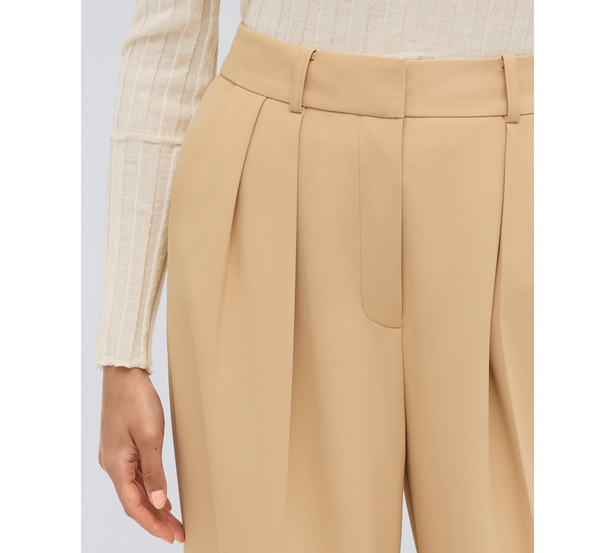 Kenneth Cole Women's High Rise Wide Leg Twill Pants