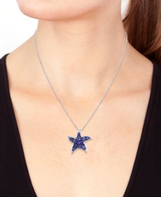 EFFY&reg; Tanzanite (2-1/20 ct. t.w.) & Diamond Accent Starfish 18" Pendant Necklace in Sterling Silver