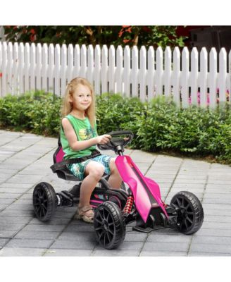 12V Electric Go Kart for Kids, Outdoor Ride-On Toy with Forward Backward Drive & Adjustable Speed, Gift for Child 3-8 Years Old, Pink