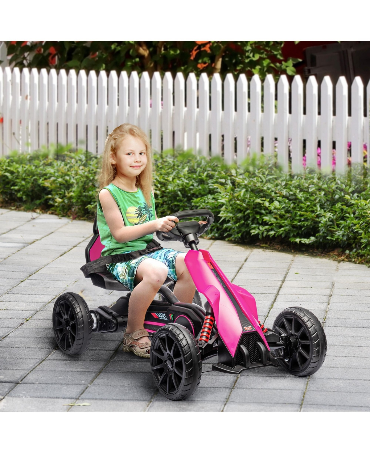 Streamdale Furniture 12V Electric Go Kart for Kids, Outdoor Ride-On Toy with Forward Backward Drive & Adjustable Speed, Gift for Child 3-8 Years Old