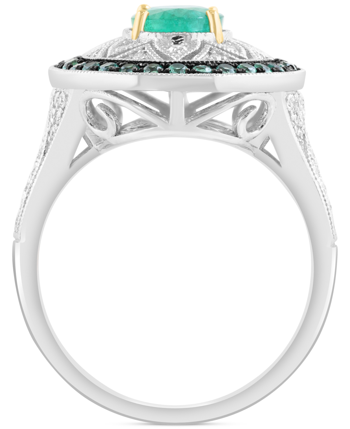EFFY COLLECTION EFFY EMERALD (1-1/2 CT. T.W.) & DIAMOND (1/3 CT. T.W.) RING IN STERLING SILVER 