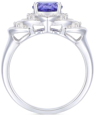 Tanzanite (1-3/4 ct. t.w.) & Diamond (1/2 ct. t.w.) Oval Ring in 14k White Gold
