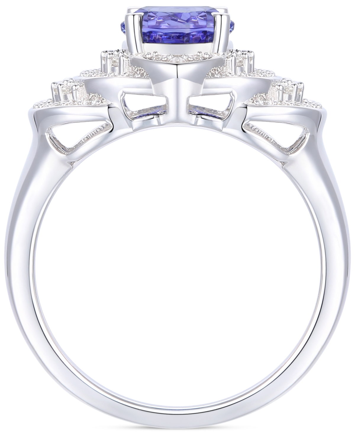 Macy's Tanzanite (1-3/4 Ct. T.w.) & Diamond (1/2 Ct. T.w.) Oval Ring In 14k White Gold In Emerald