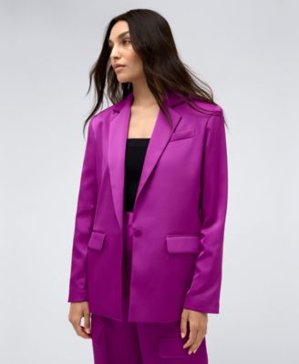 Kenneth Cole - Women's One-Button Notch-Collar Satin Jacket