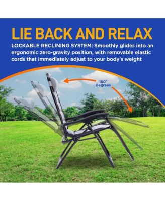 Padded Zero Gravity Lawn Chair with Side Table, Gray and Black