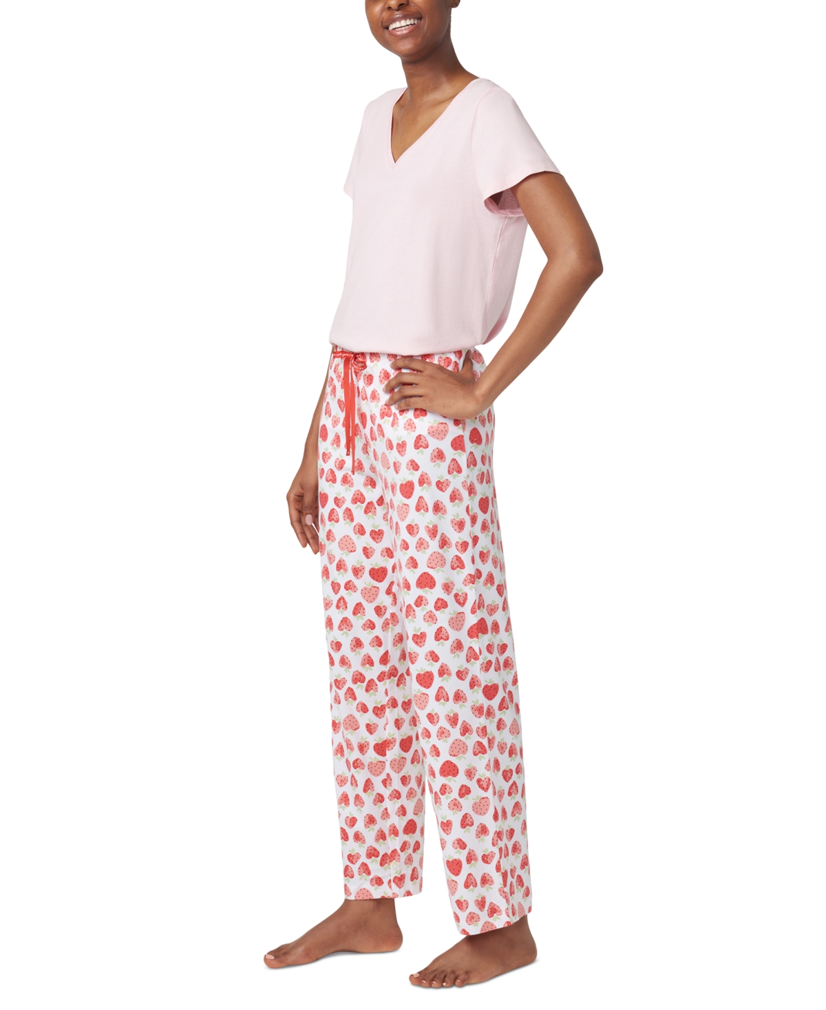 Shop Hue Women's Heart Strawberries Drawstring Pajama Pants In Bright White