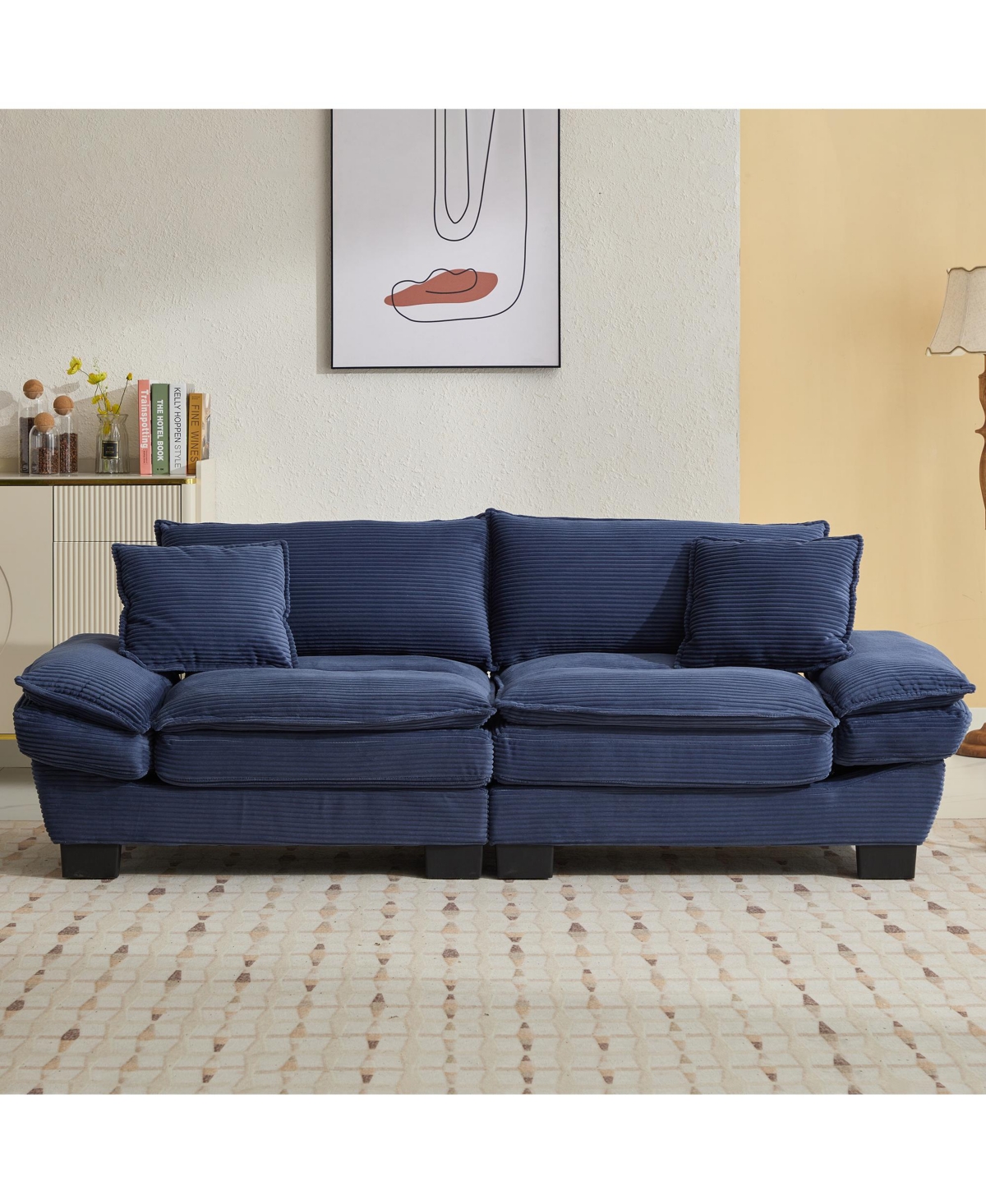 Streamdale Furniture Corduroy Sofa Sleeper Couch Loveseat Sofa with Pillows Comfy Upholstered Deep Seat Sofa for Bedroom, Living Room, Apartment, Offi