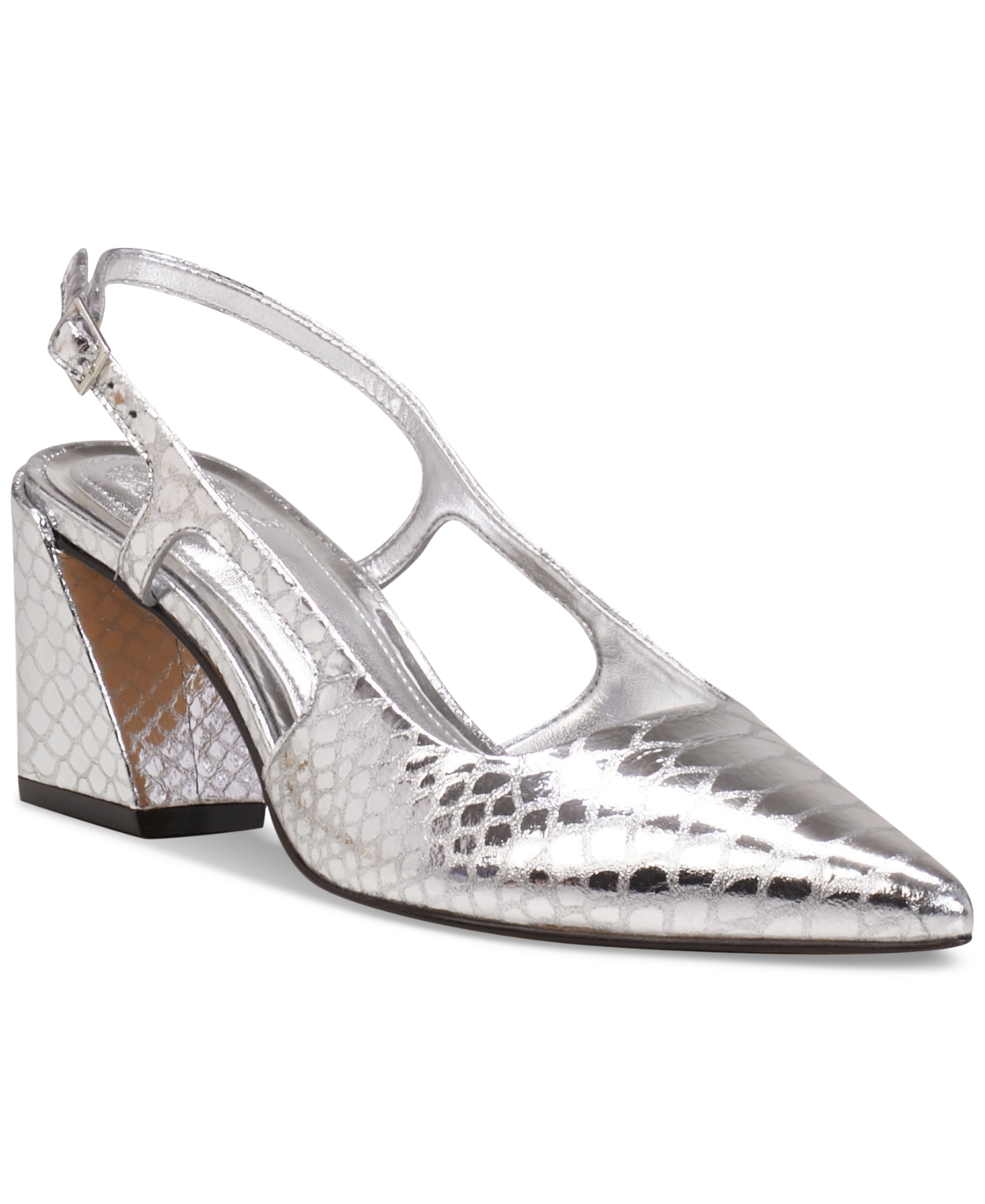 Vince Camuto Sindree Slingback Pointed Toe Pump In Silver Leather