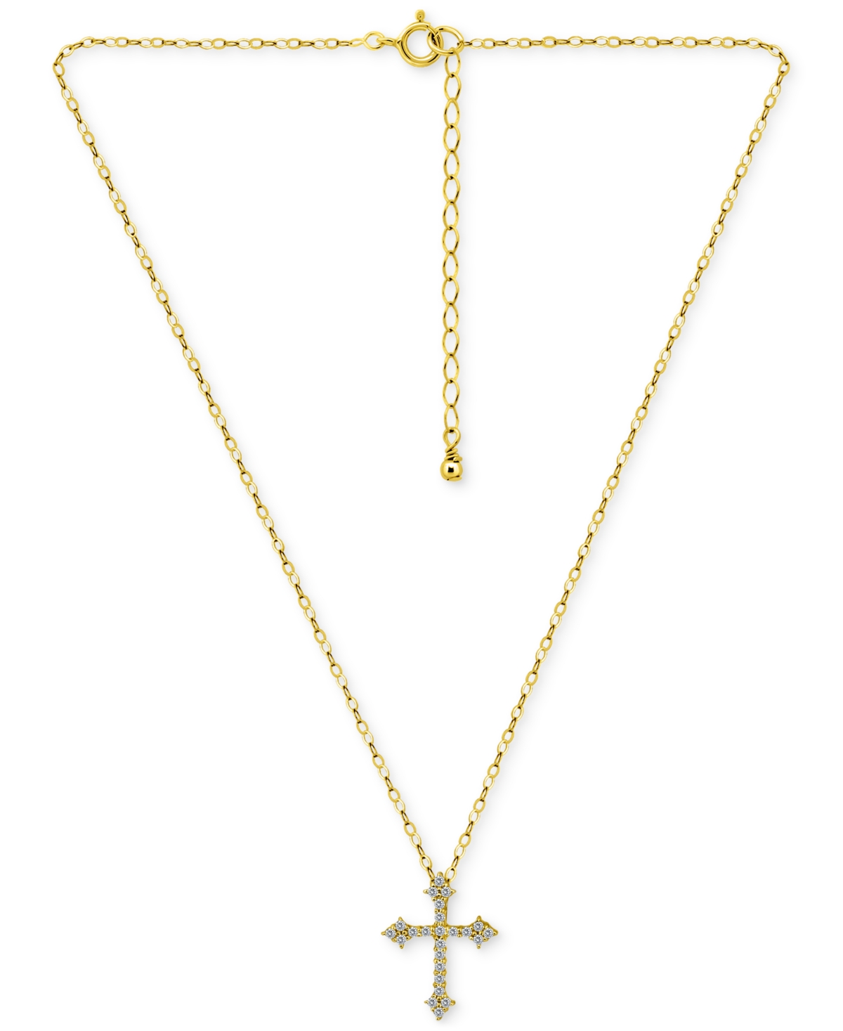 Giani Bernini Cubic Zirconia Cross Pendant Necklace In 18k Gold-plated Sterling Silver, 16" + 2" Extender, Exclusi In Yy