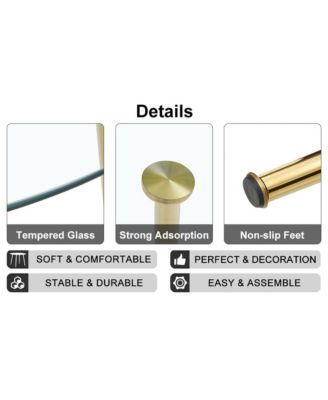 A glass tabletop with a diameter of 40 inches and a modern minimalist circular dining table with gold plated metal legs. 40 ' 40' 30 ' DT-1164