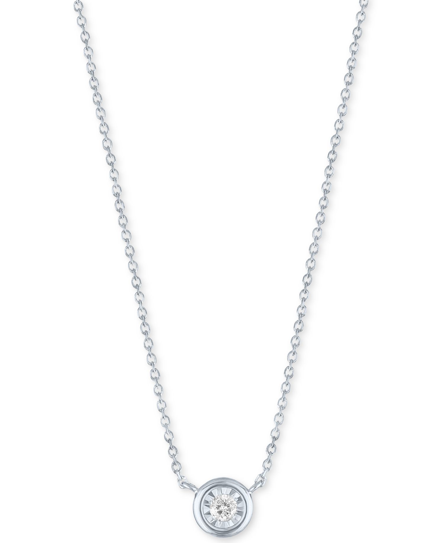 Diamond Bezel 18" Pendant Necklace (1/20 ct. t.w.) in 10k White or Yellow Gold