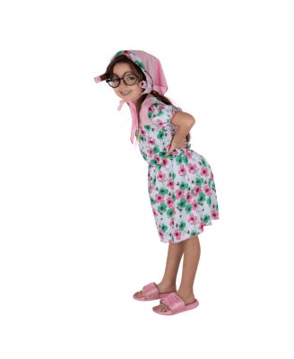 Kids Floral Print Granny Costume Set