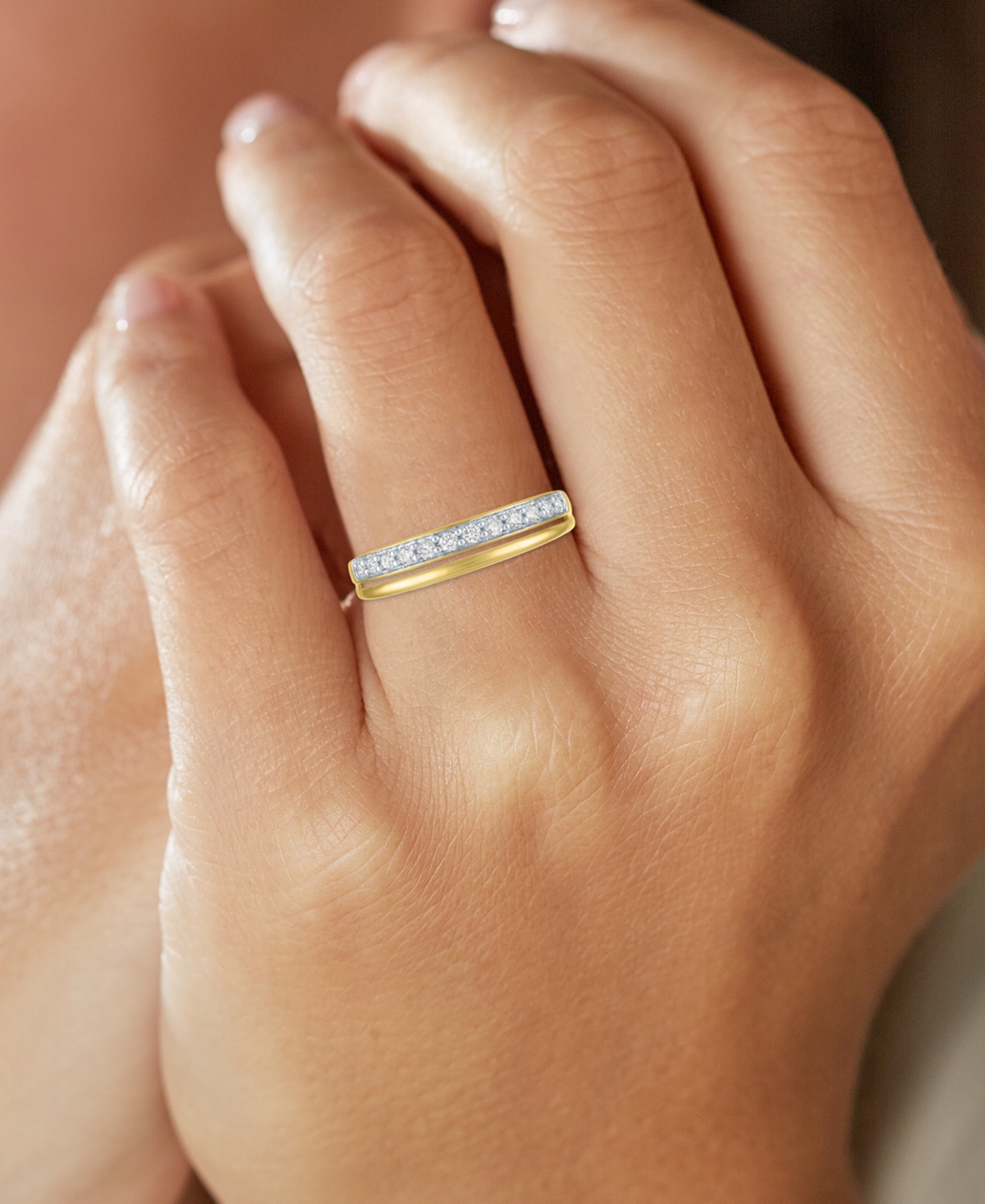 Forever Grown Diamonds Lab-grown Diamond Faux-stack Ring (1/4 Ct. T.w.) In 10k Yellow Gold In Yellow Gold