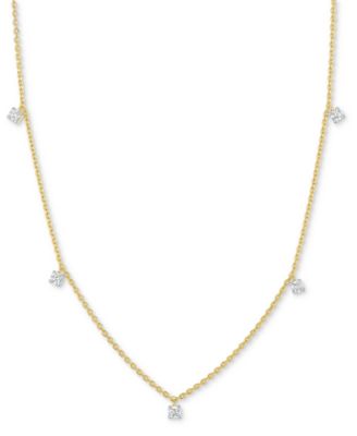 Forever Grown Diamonds Lab-Grown Diamond 5 Drop Necklace 14 ct tw in Sterling Silver or 14k Gold-Plated Sterling Silver - Gold-Plated Sterling S 188$