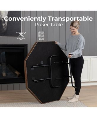 Foldable and Portable Octagonal Poker/Casino Game Table with Cushioned Rail for 8 Players