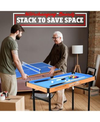 4-in-1 Multi-Function Game Table with Pool, Hockey, Shuffleboard, and Ping Pong