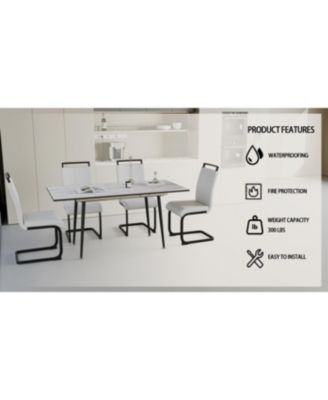 An expandable dining table set for 2-6 people, equipped with a C-shaped tubular cushioned armless dining chair and an elegant and spacious dining table kitchen table and chair set, with metal legs