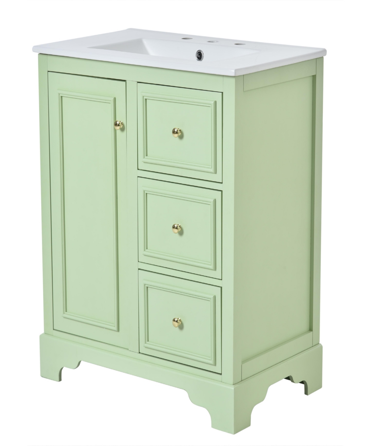 30-inch bathroom vanity with sink, modern elegant bathroom storage cabinet with 3 drawers and adjustable shelves, freestanding vanity set with mirror