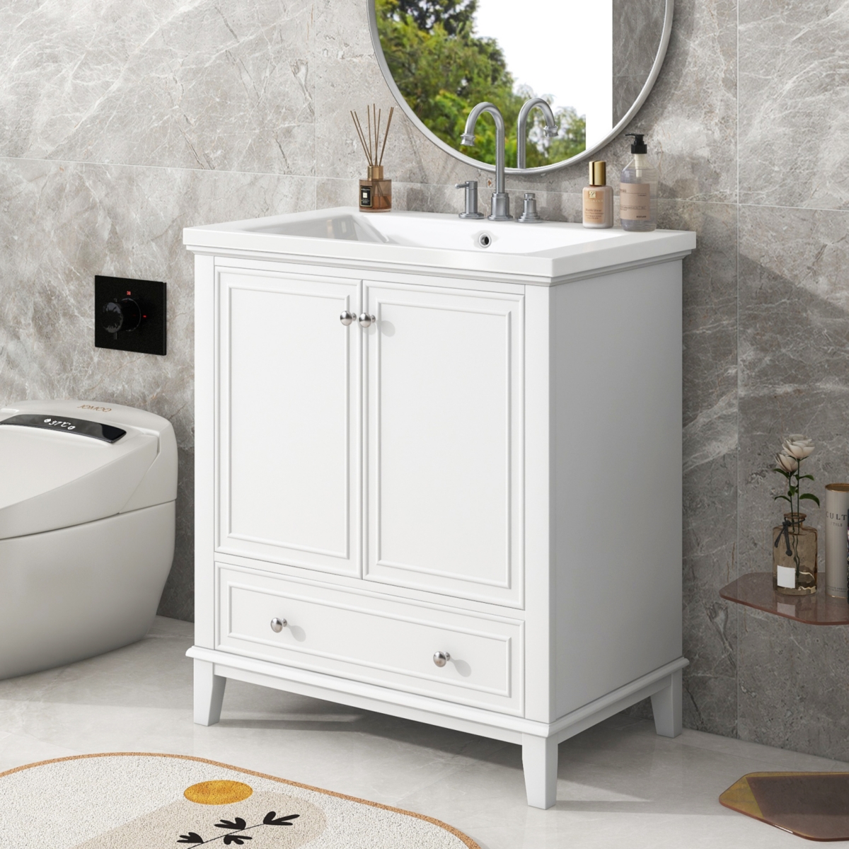 Streamdale 30" White Bathroom Vanity Set with Sink and Storage