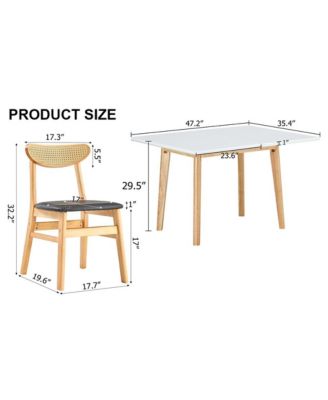 Table and chair set. White sintered stone tabletop, rubberwood legs, foldable computer desk, foldable desk. Solid wood dining chair with small curved backrest and PU cushions. ZD-1545 DX-2361