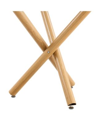 Simplie Fun Large Modern Minimalist Rectangular Glass Dining Table for 6-8 with 0.39" Tempered Glass Tabletop and Wood Color Metal Legs, for Kitchen Dining Living Meeting Room Banquet hall