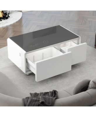 Streamdale Smart Coffee Table w/ Fridge, Speaker, Charging, Lights