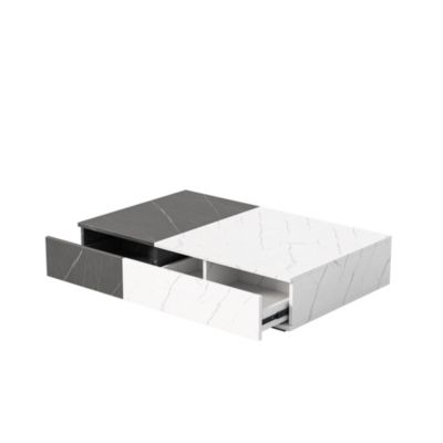 Modern style black and white coffee table with two storage spaces