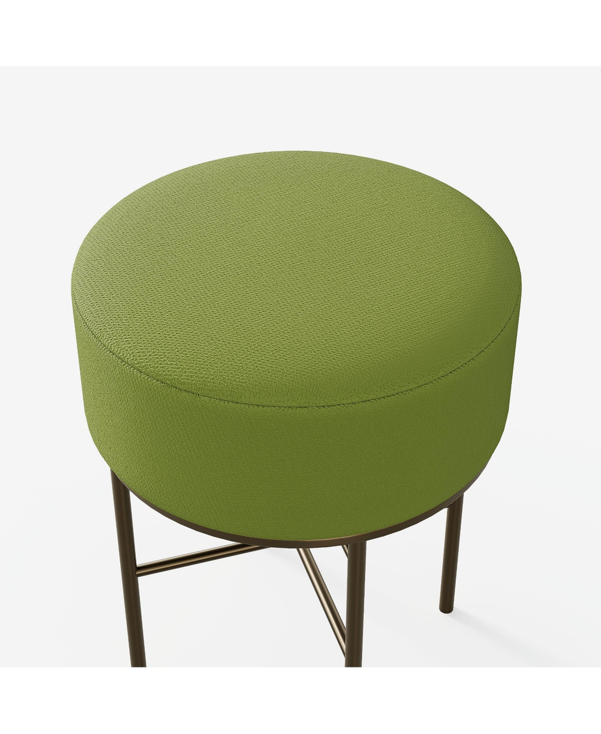 Streamdale Furniture 2 pcs Round Cushioned Vanity Stool, Linen Upholstered Vanity Stool for Makeup Room, Modern Soft Stool for Bar and Dining, Ottoman