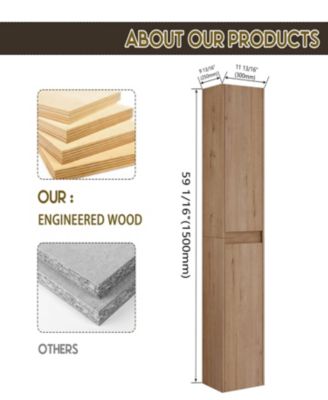 2-Pc Plywood 24" Wall-Mounted Soft-Close Doors Vanity with Resin Sink