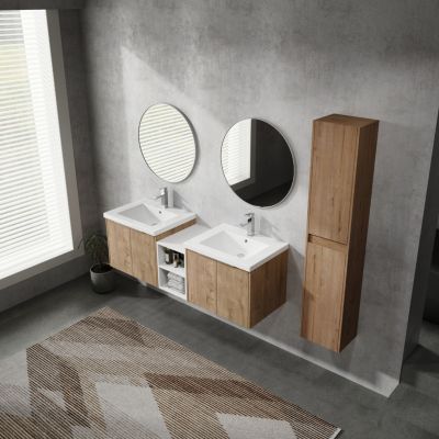 60" Wall-Mounted Bathroom Vanity with Sink and Storage