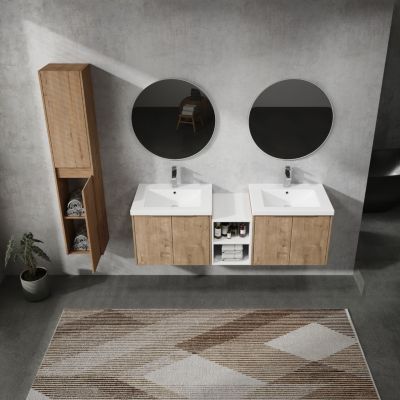 60" Wall-Mounted Bathroom Vanity with Sink and Storage