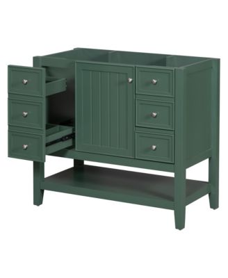 36" Bathroom Vanity without Sink, Cabinet Base Only, One Cabinet and three Drawers, Black