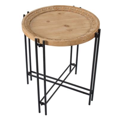 Round Side Table with Wood Top