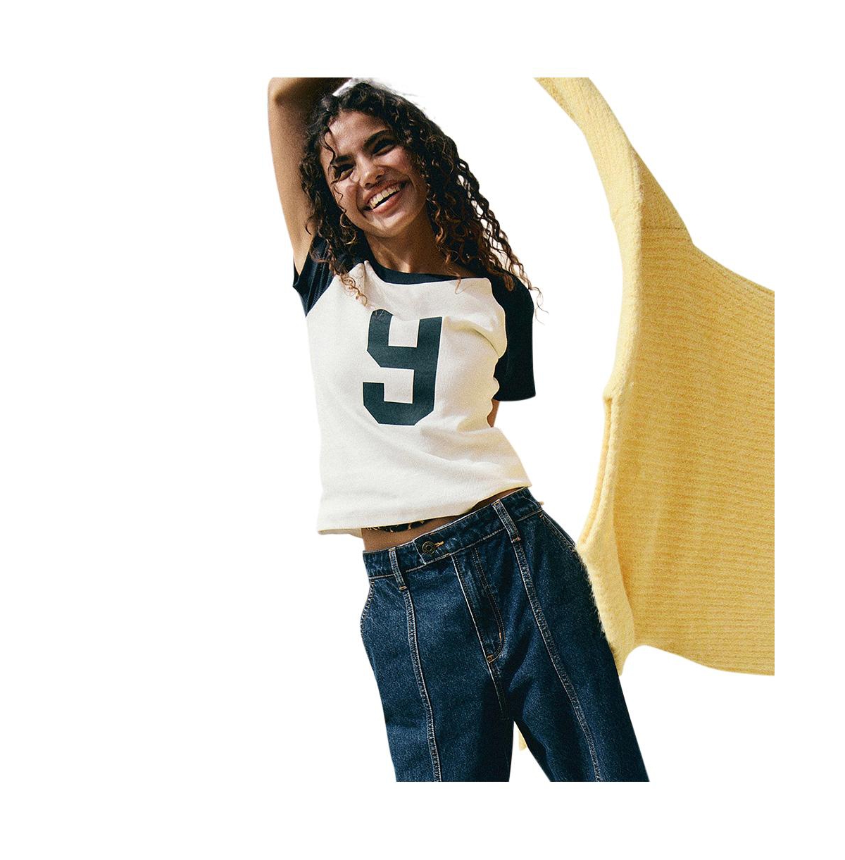 Women's Cotton On Raglan Graphic Tee -ink navy/vintage white