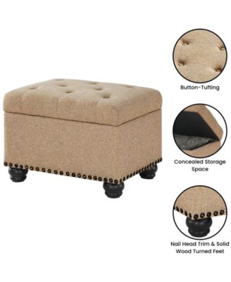 24" Faux Linen 5th Avenue Storage Ottoman