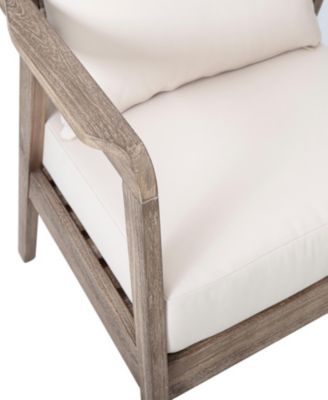 Outdoor Acacia Wood Patio Club Chair, Patio Furniture, Waterproof Thick Cushion Deep Seating for Porch, Garden, Backyard, Balcony, Weight Capacity 400lbs, Light Brown finish, Cream cushion