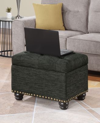 24" Faux Linen 5th Avenue Storage Ottoman