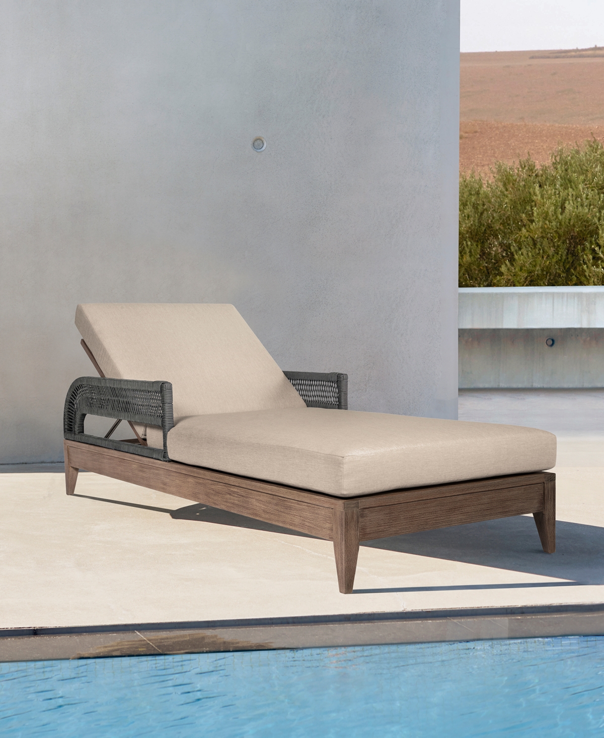 Macy's Orbit Outdoor Chaise Lounge Chair In Brown