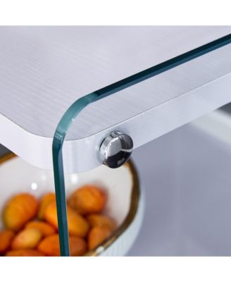 3-Tier Bedside Table with Glass Panels and MDF Surface