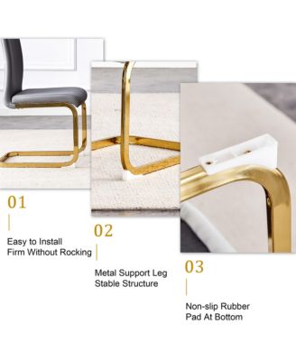 Simplie Fun Table and chair set, rock plate table top, gold metal table legs, stable and beautiful, suitable for most home styles. Modern simple dining table, comfortable seating