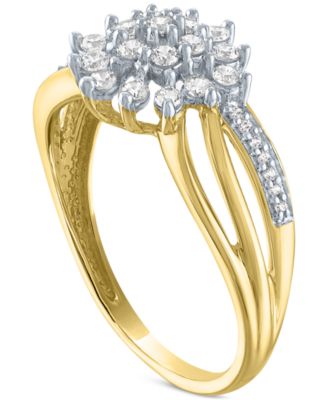Lab Grown Diamond Star Cluster Ring (1/3 ct. t.w.) in 10k Gold