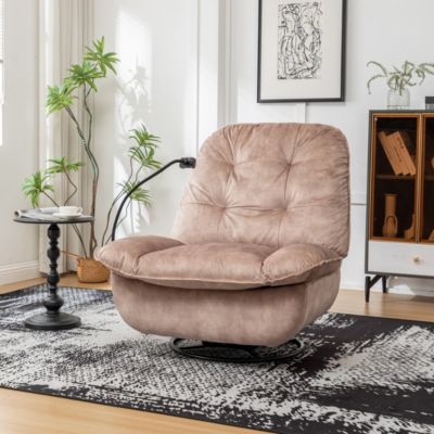 Cozy Recliner with Reading Light & Velvet Upholstery