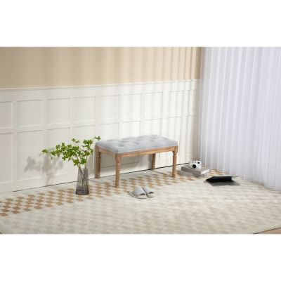 32" French Vintage Upholstered Bench