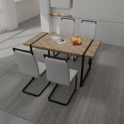  4-Piece Industrial Dining Table and Armless Chair Set