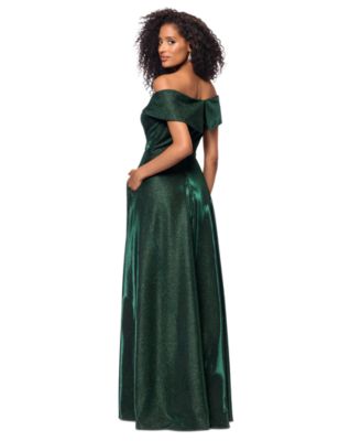 Женское мерцающее платье-футляр XSCAPE с открытыми плечами и запахом