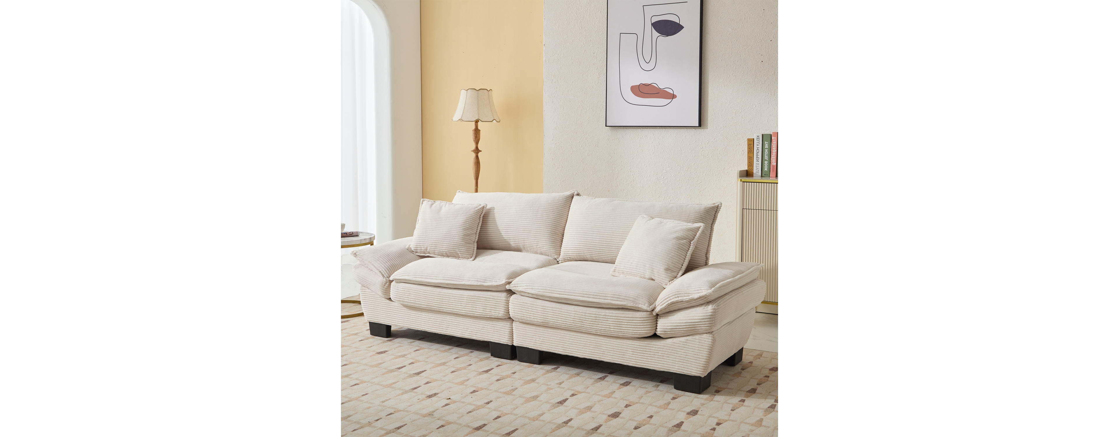 Streamdale Furniture Corduroy Sofa Sleeper Couch Loveseat Sofa with Pillows Comfy Upholstered Deep Seat Sofa for Bedroom, Living Room, Apartment, Offi